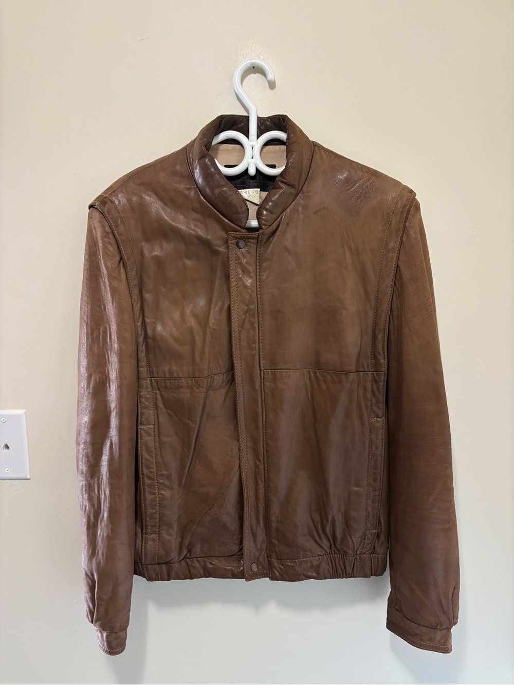 Vintage Made in Canada Brown 100% Leather Bomber Jacket